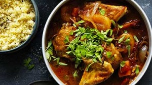 芒果杏子炖鸡。