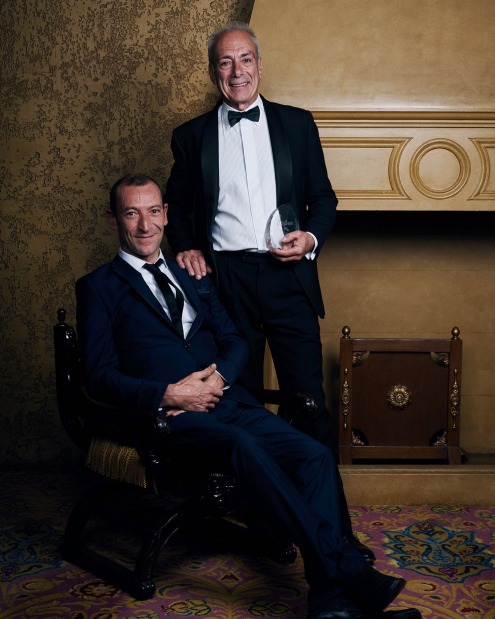 Vittoria咖啡传说Geraud Fabre（左）和来自法国的Jean-Paul Prunetti。