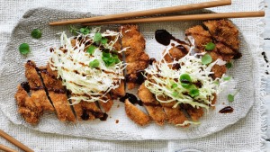 猪肉Tonkatsu有外部。