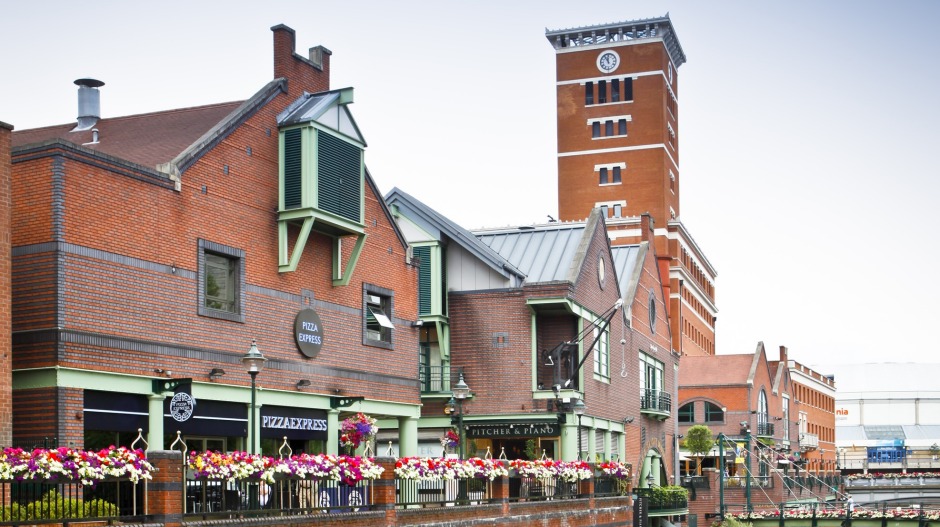 伯明翰的运河和布林德利广场。