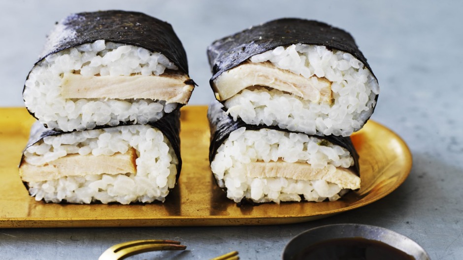 上釉猪肉musubi -或使用午餐肉。