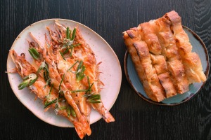 虾与'nduja。